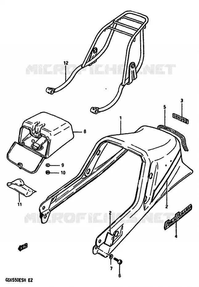 REAR FAIRING - SEAT COWL (MODEL H) Suzuki MOTO 550 GSX-E 1985  GSX550ESF(F/G/H)