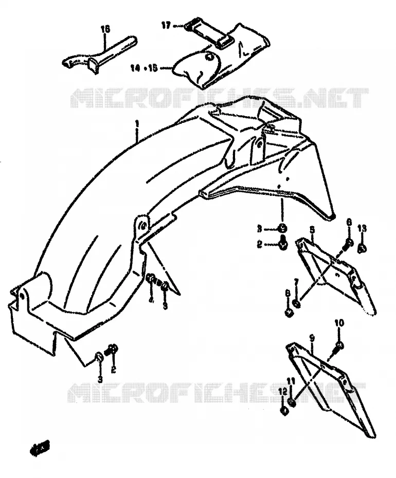 REAR FENDER (MODEL K/L/M/N/P/R) Suzuki MOTO 750 GSX-F 1996  GSX750FSKT(K-T)