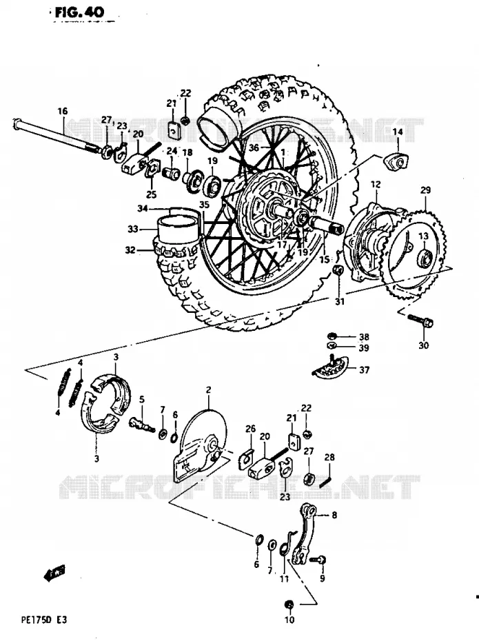 REAR WHEEL MODEL D Suzuki MOTO 175 PE 1982  PE175Z(Z/D)