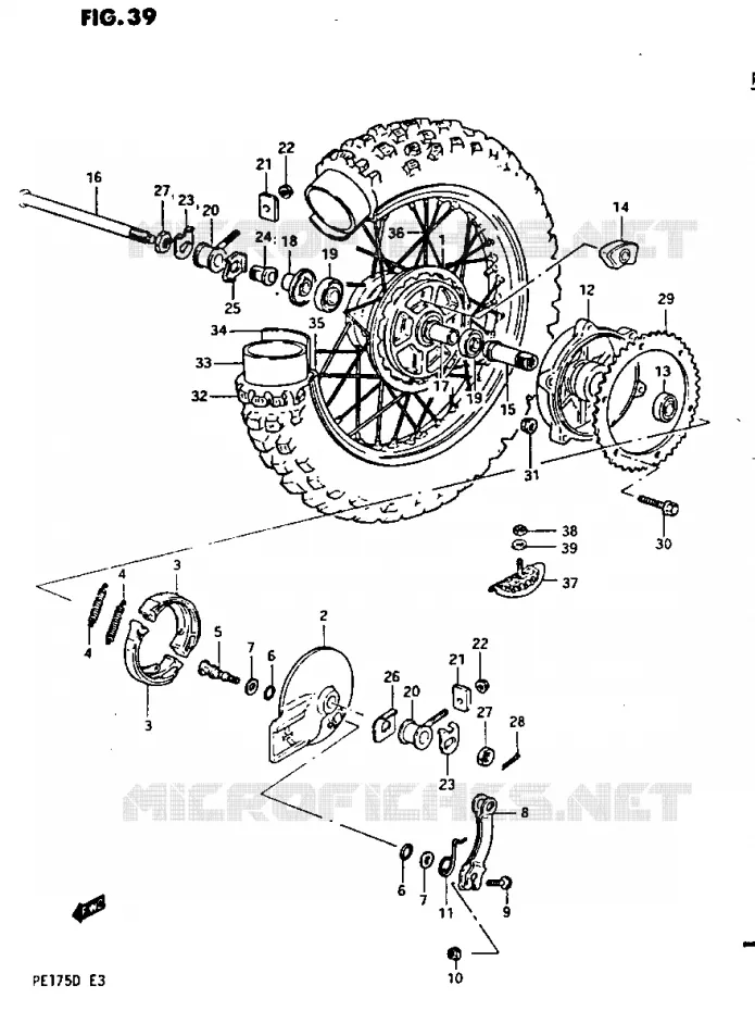 REAR WHEEL MODEL Z Suzuki MOTO 175 PE 1982  PE175Z(Z/D)