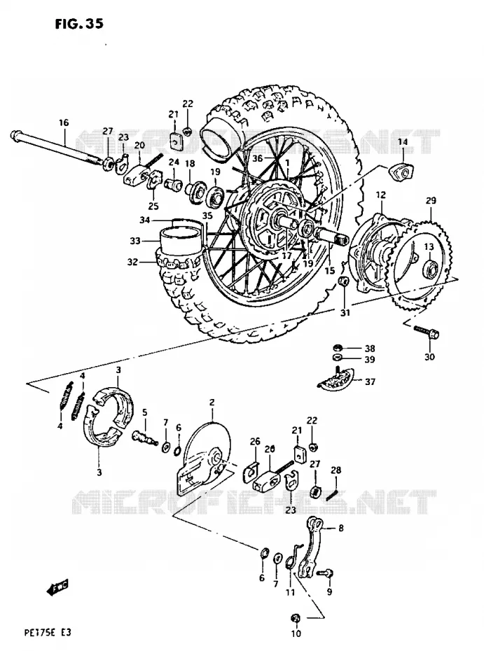 REAR WHEEL Suzuki MOTO 175 PE 1984  PE175E