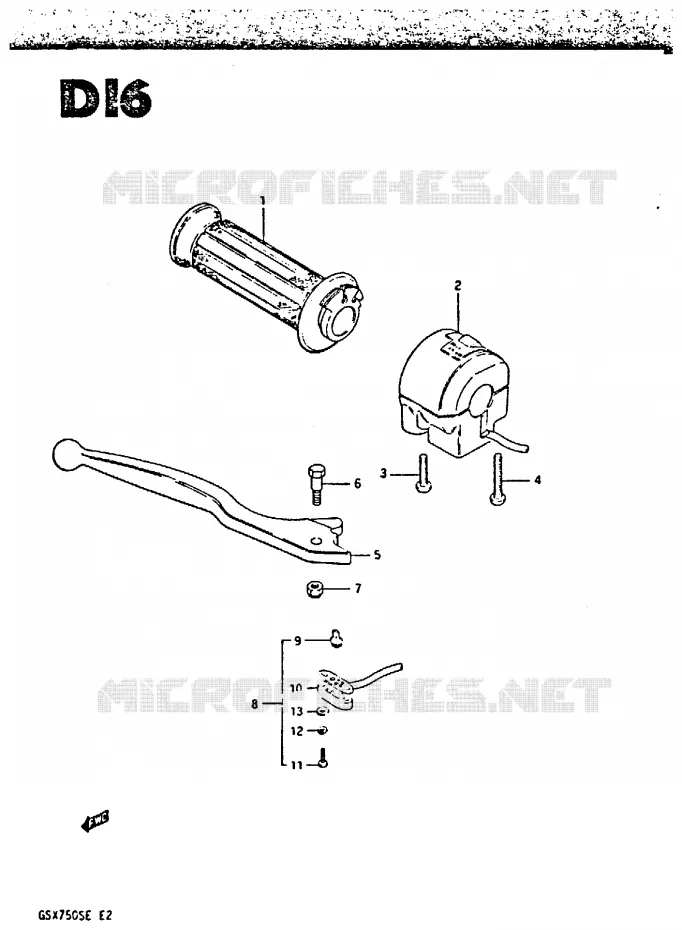 RIGHT SWITCH - HANDGRIP Suzuki MOTO 750 GSX-S 1984  GSX750SE(E2)