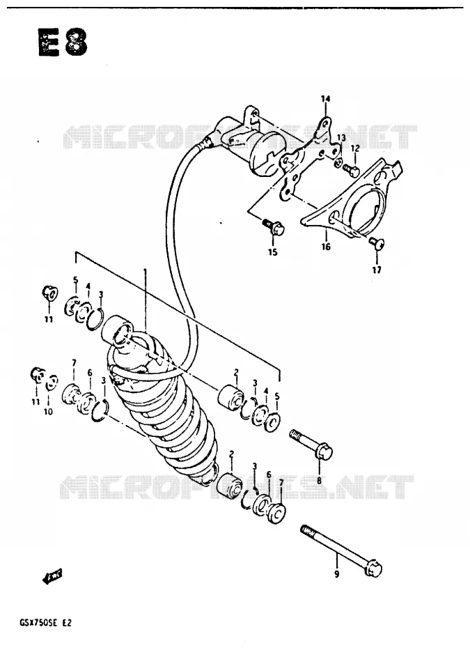 SHOCK ABSORBER Suzuki MOTO 750 GSX-S 1984  GSX750SE(E2)
