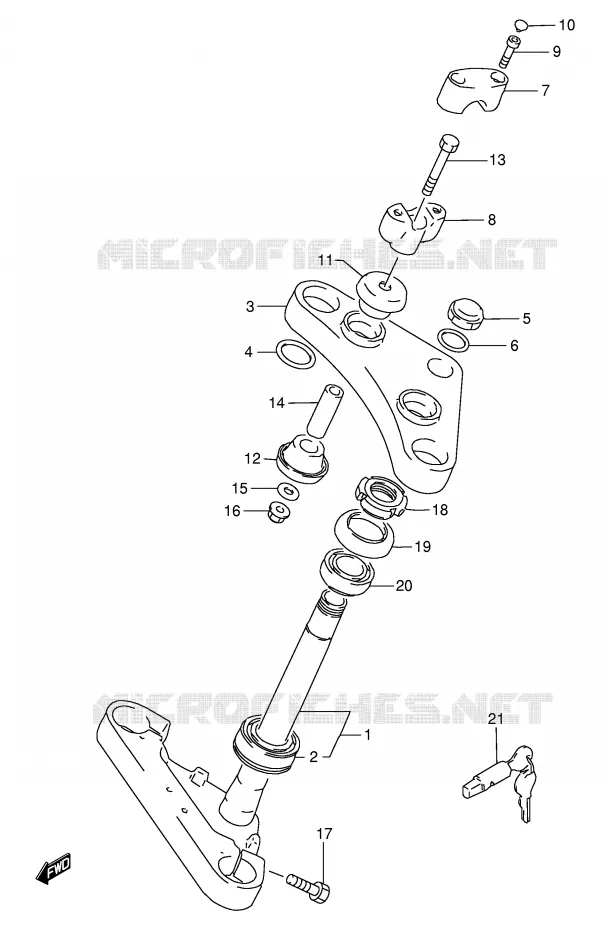 STEERING COLUMN (MODEL X/Y/K1 P37) Suzuki MOTO 650 SAVAGE 2003  LS650PK3(E2)