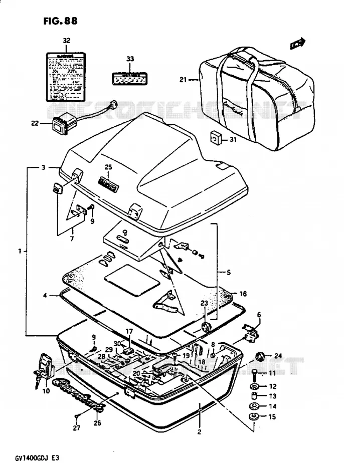 TRUNK GV1400GCG Suzuki MOTO 1400 CAVALCADE 1987  GV1400GCH(G/H/J)