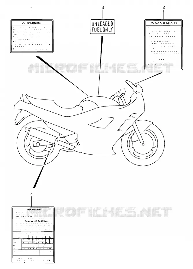 WARNING LABEL Suzuki MOTO 600 GSX-F 1997  GSX600FV(E2)