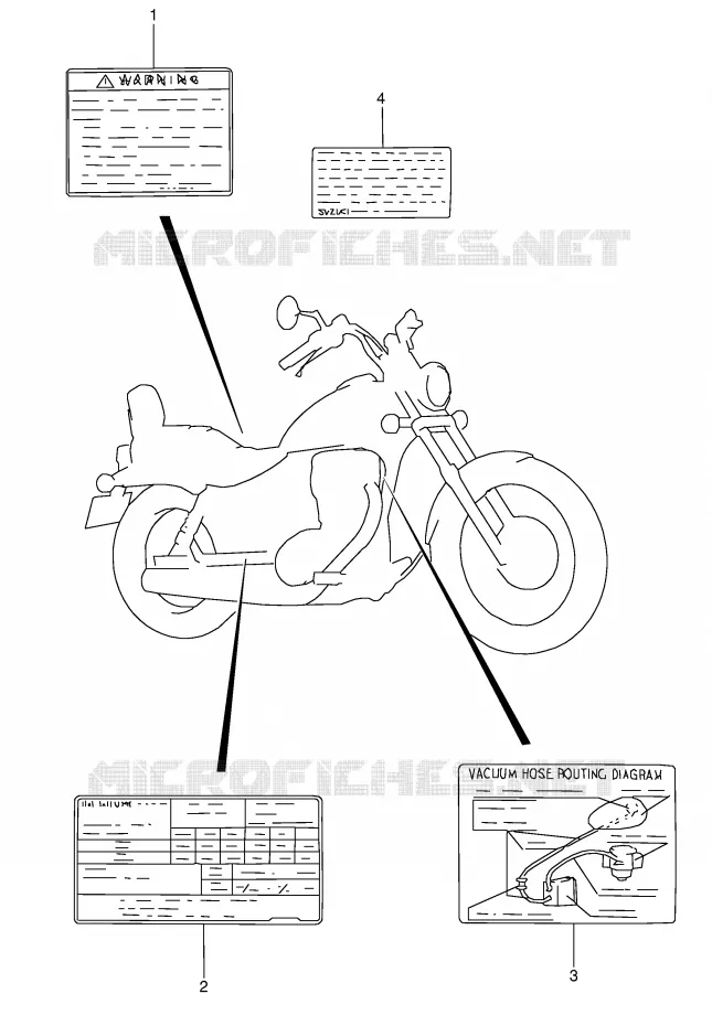 WARNING LABEL Suzuki MOTO 650 BOULEVARD 2008  LS650K8(E3/E28)