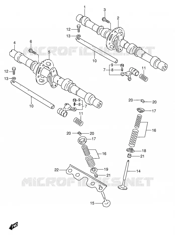 CAMSHAFT - VALVES Suzuki MOTO 600 GSX-F 2005  GSX600FK5(E2)