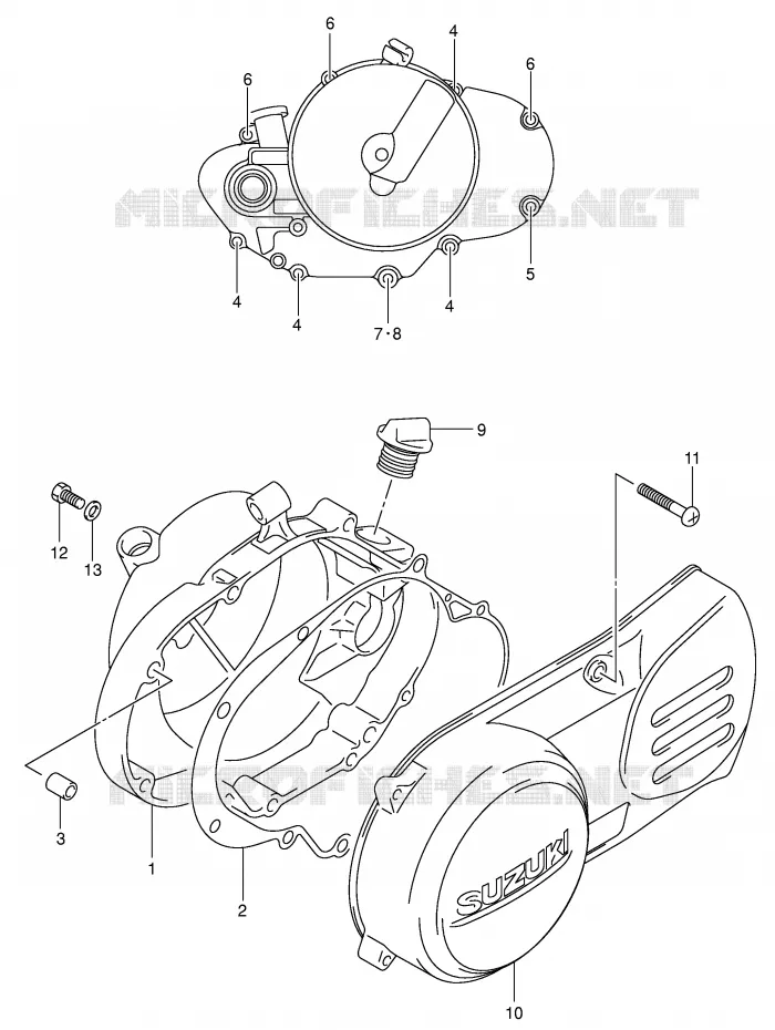 CRANKCASE COVER Suzuki MOTO 80 JR 2004  JR80K4(P3/P28)