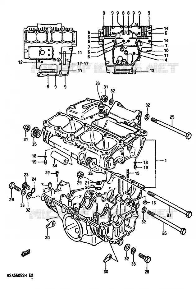 CRANKCASE Suzuki MOTO 550 GSX-E 1985  GSX550ESF(F/G/H)