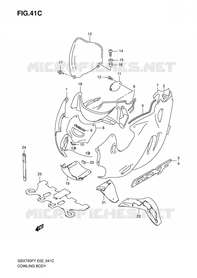 FAIRING (MODEL K1) Suzuki MOTO 750 GSX-F 2002  GSX750FK2(E2)
