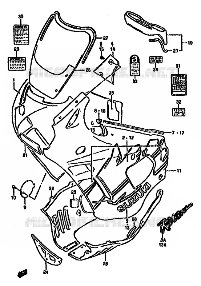 FAIRING (MODEL P) Suzuki MOTO 750 GSX-F 1991  GSX750FM(K-T)