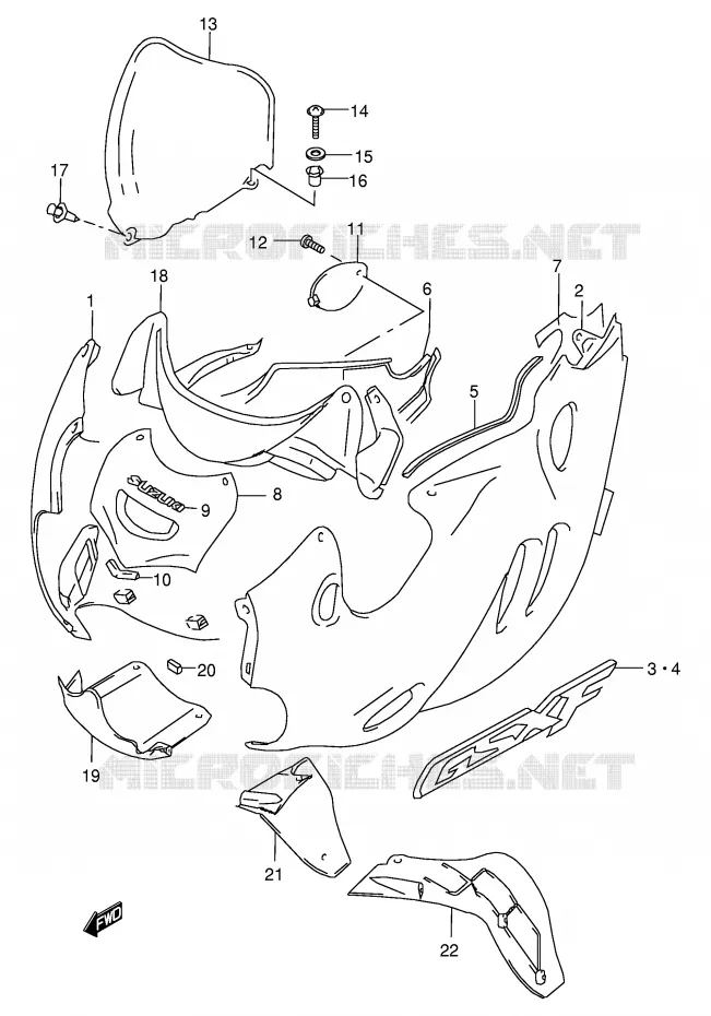 FAIRING (MODEL X) Suzuki MOTO 600 GSX-F 1998  GSX600FW(E2)