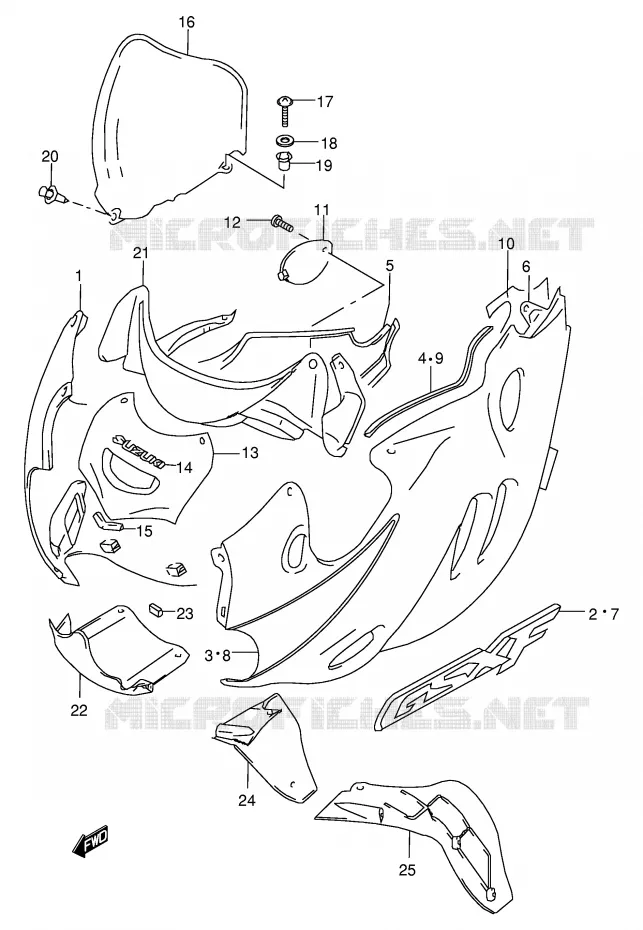 FAIRING (MODEL Y) Suzuki MOTO 600 GSX-F 2001  GSX600FK1(E2)