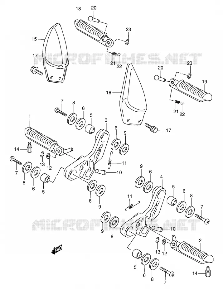 FOOTREST (MODEL W/X/Y) Suzuki MOTO 600 GSX-F 2002  GSX600FUK2(E2)