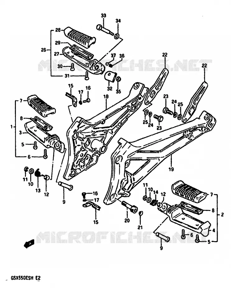 FOOTREST Suzuki MOTO 550 GSX-E 1987  GSX550EUH(F/G/H)