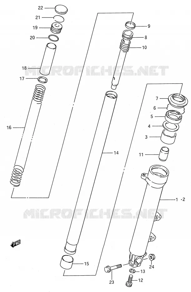 FRONT FORK (MODEL J) Suzuki MOTO 600 GSX-F 1996  GSX600FT(E28)