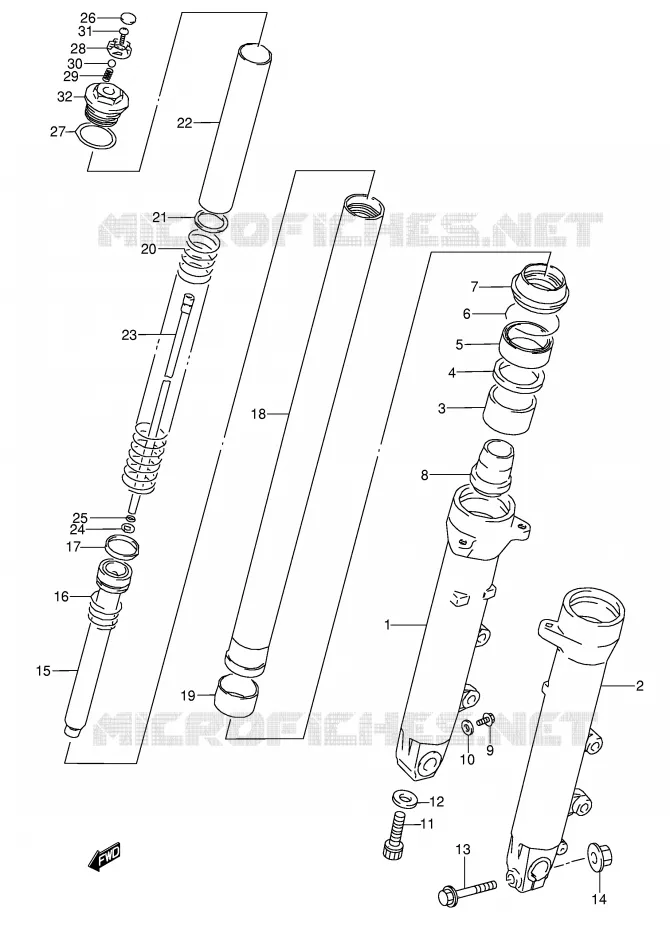 FRONT FORK (MODEL K/L/M/N/P/R/S/T) Suzuki MOTO 600 GSX-F 1988  GSX600FU2J(E2)