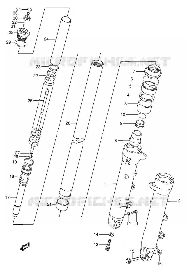 FRONT FORK (MODEL K/L/M/N/P/R) Suzuki MOTO 750 GSX-F 1991  GSX750FM(E2)