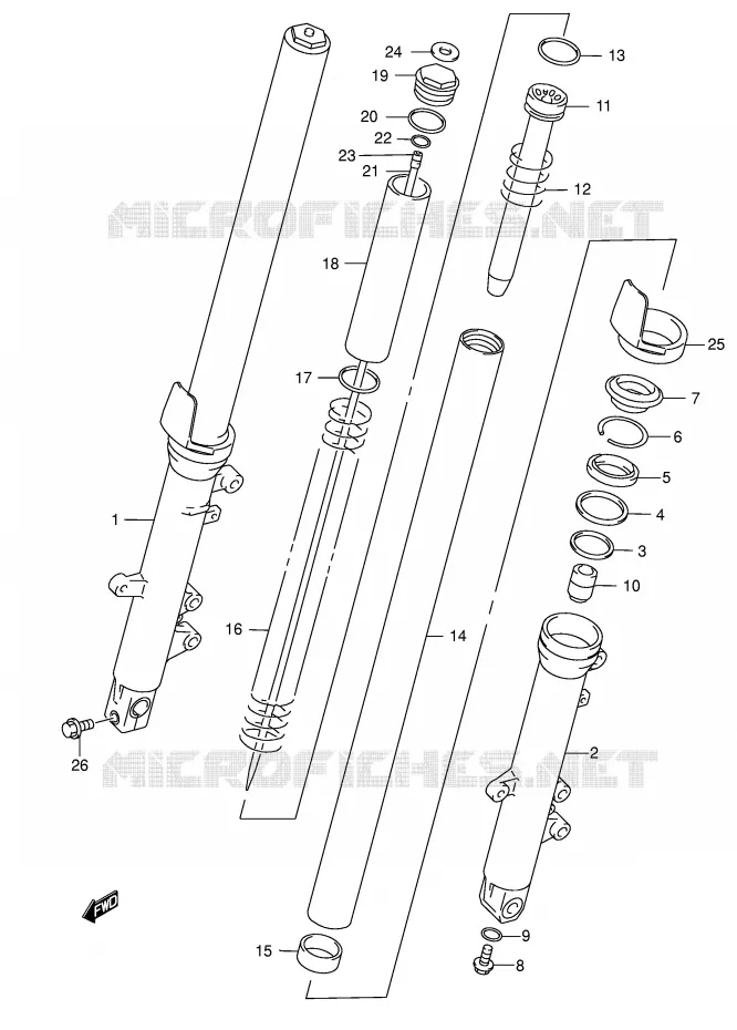 FRONT FORK (MODEL K3) Suzuki MOTO 600 GSX-F 2000  GSX600FY(E2)