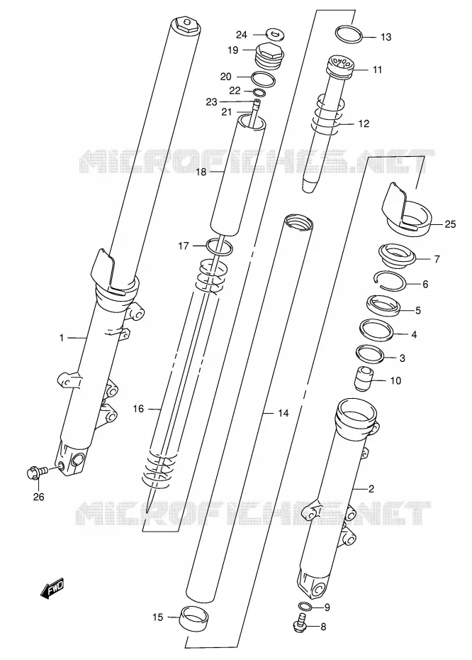 FRONT FORK (MODEL K3) Suzuki MOTO 750 GSX-F 1999  GSX750FX(E2)