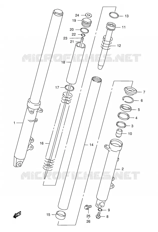 FRONT FORK (MODEL W/X/Y/K1/K2) Suzuki MOTO 750 GSX-F 2000  GSX750FY(E2)