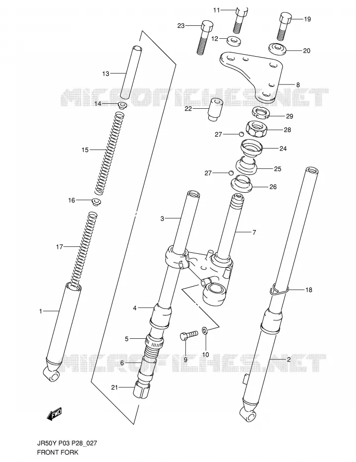 FRONT FORK Suzuki MOTO 50 JR 2004  JR50K4(P3/P28)