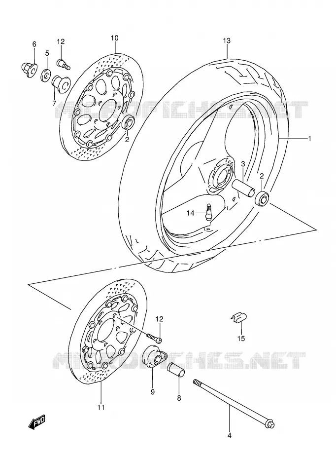FRONT WHEEL (MODEL K/L/M/N/P/R/S/T) Suzuki MOTO 600 GSX-F 1989  GSX600FK(E2)