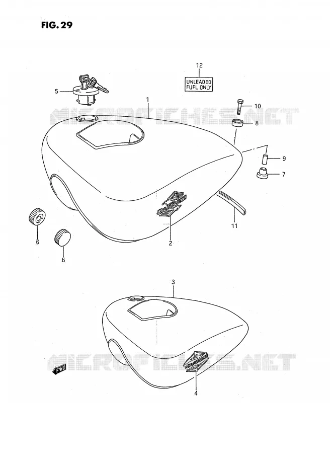 FUEL TANK (MODEL G/J/K/L) Suzuki MOTO 650 SAVAGE 1991  LS650PM(E2)