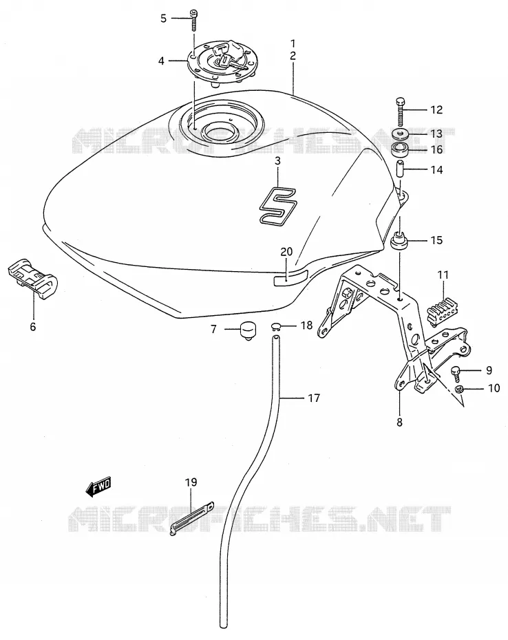 FUEL TANK (MODEL J/K/L) Suzuki MOTO 600 GSX-F 1989  GSX600FU2K(E28)