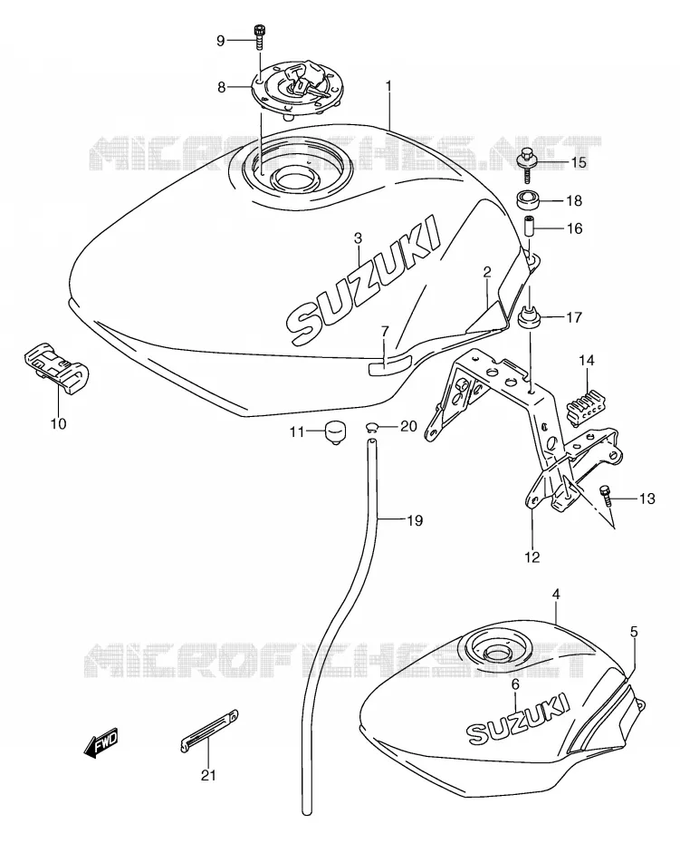 FUEL TANK (MODEL K/L) Suzuki MOTO 750 GSX-F 1992  GSX750FN(E2)