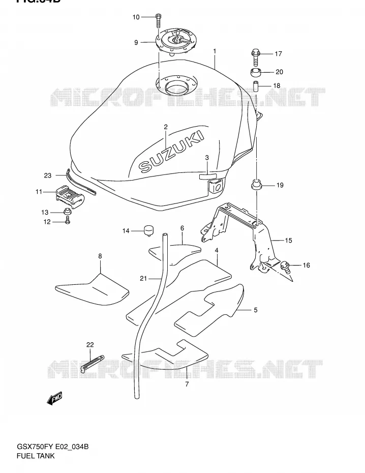 FUEL TANK (MODEL K2/K3) Suzuki MOTO 750 GSX-F 2000  GSX750FY(E2)