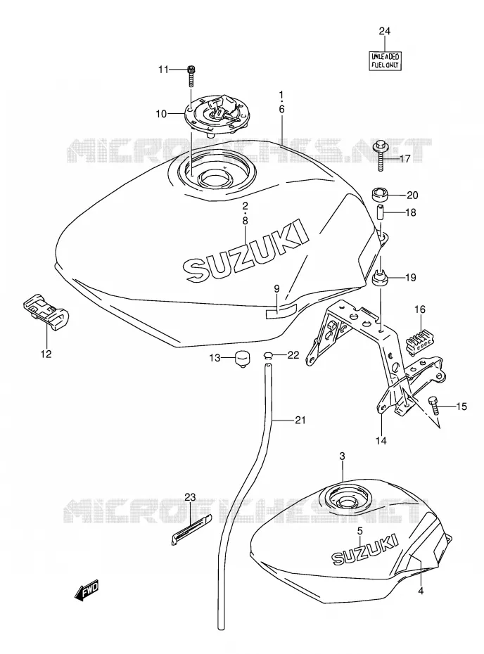 FUEL TANK (MODEL M/N) Suzuki MOTO 600 GSX-F 1993  GSX600FU2P(E2)