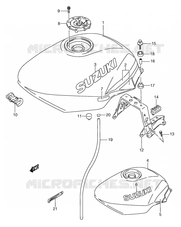 FUEL TANK (MODEL M/N) Suzuki MOTO 750 GSX-F 1991  GSX750FM(E2)