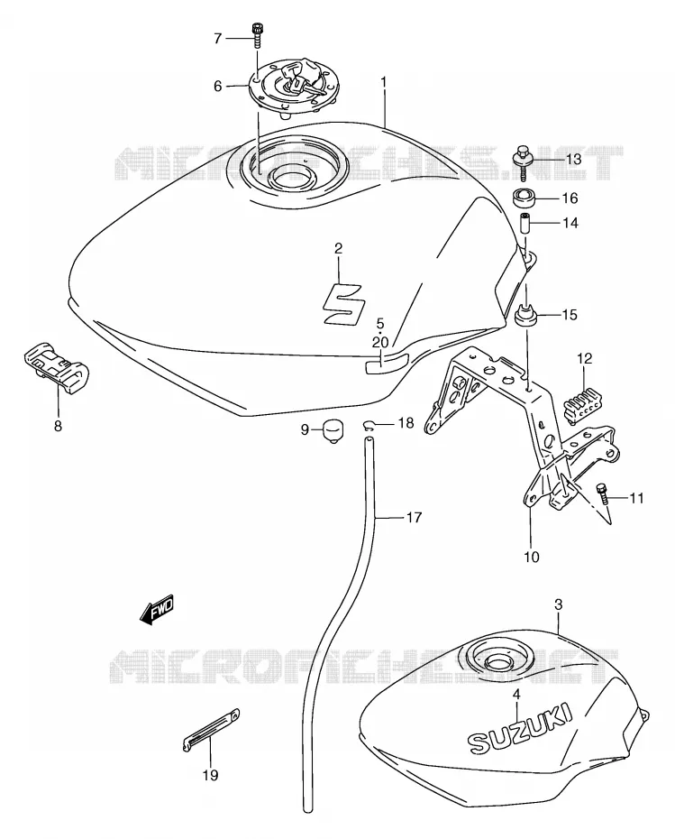 FUEL TANK (MODEL P/R/S) Suzuki MOTO 750 GSX-F 1992  GSX750FN(E2)