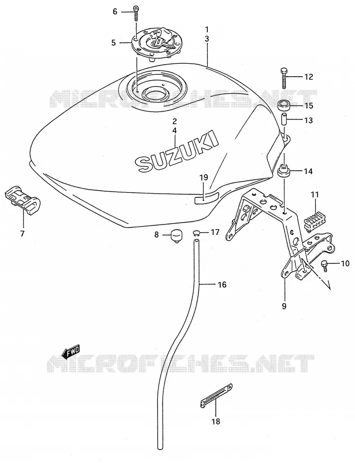FUEL TANK (MODEL P/R/S/T) Suzuki MOTO 600 GSX-F 1989  GSX600FU2K(E28)
