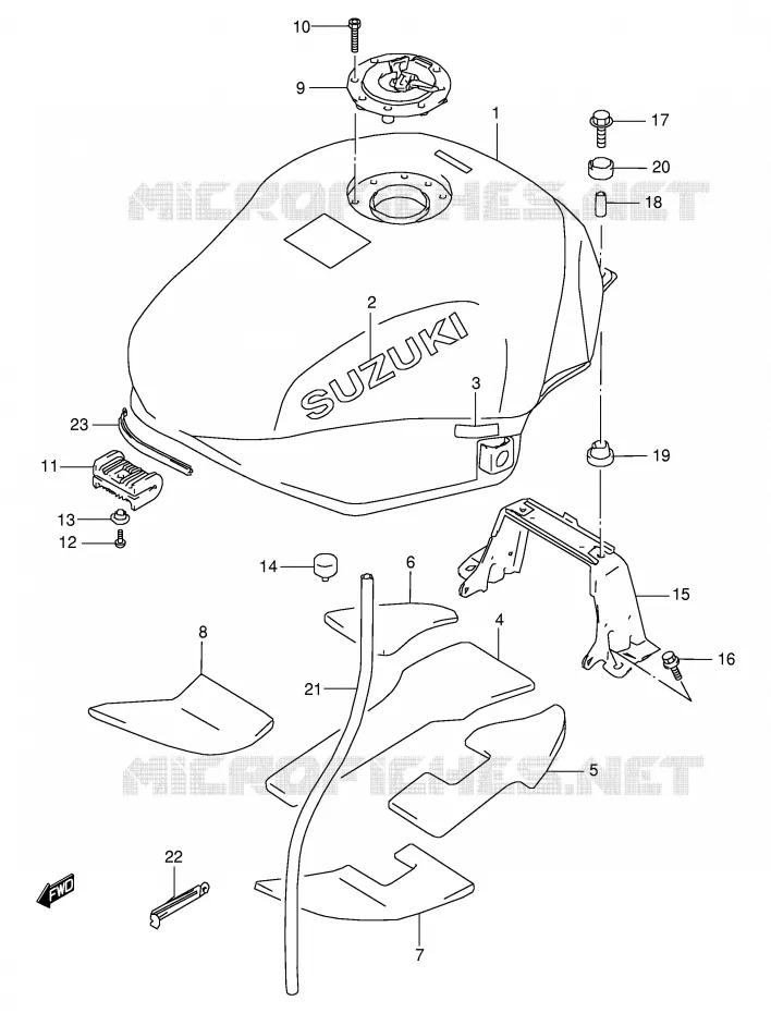 FUEL TANK (MODEL W/X) Suzuki MOTO 600 GSX-F 1998  GSX600FW(E2)