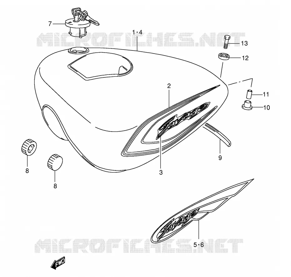 FUEL TANK (MODEL Y/K1) Suzuki MOTO 650 SAVAGE 1998  LS650PW(E2)