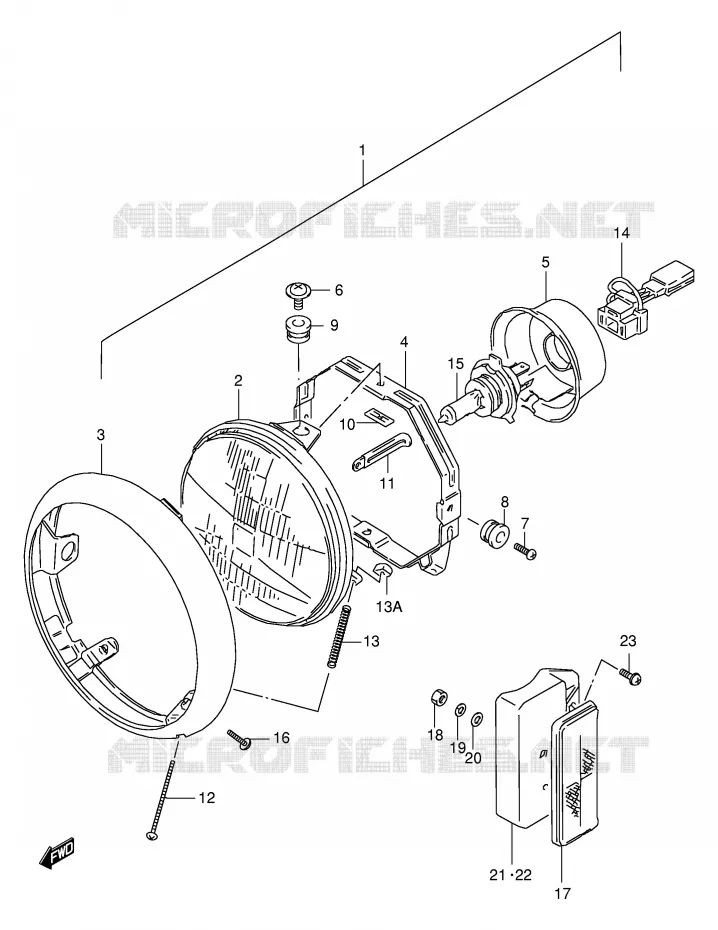 HEADLIGHT (MODEL K1/K2/K3/K4) Suzuki MOTO 650 BOULEVARD 1998  LS650PW(E3/E28)
