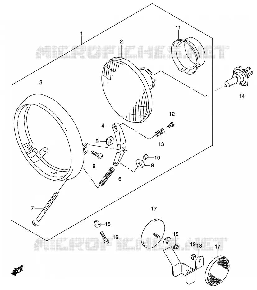 HEADLIGHT Suzuki MOTO 250 MARAUDER 2003  GZ250K3(P3)