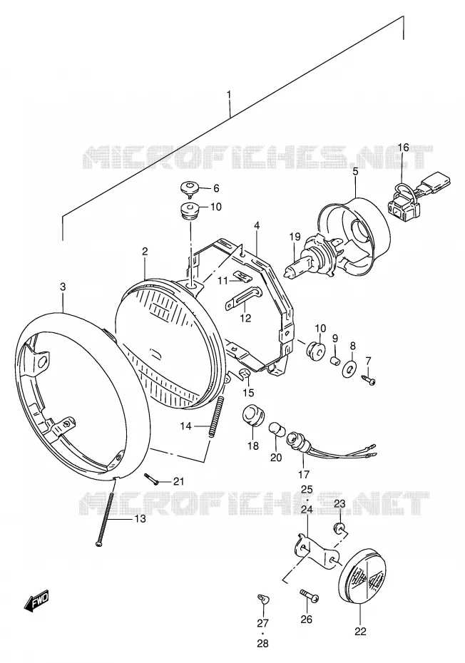 HEADLIGHT Suzuki MOTO 650 SAVAGE 1996  LS650PT(E2)