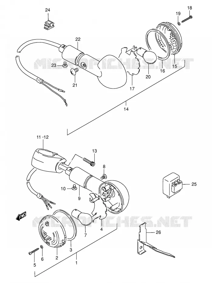 INDICATORS (MODEL T/V/W/Y/K1/K2/K3) Suzuki MOTO 650 SAVAGE 2000  LS650PY(E3/E28)