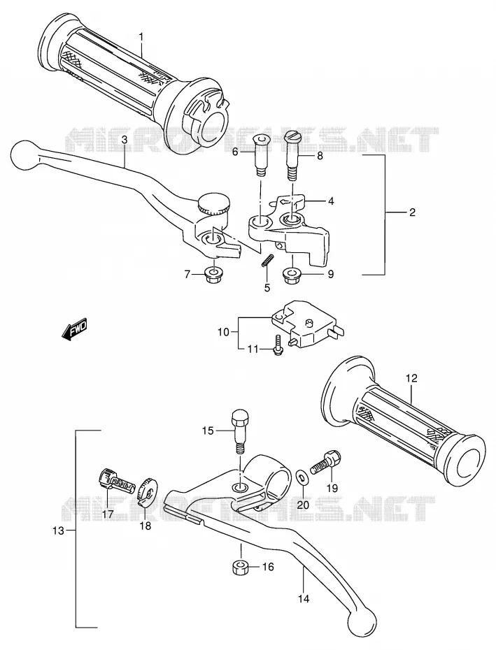 LEVERS - HANDGRIPS Suzuki MOTO 600 GSX-F 1997  GSX600FU2V(E2)