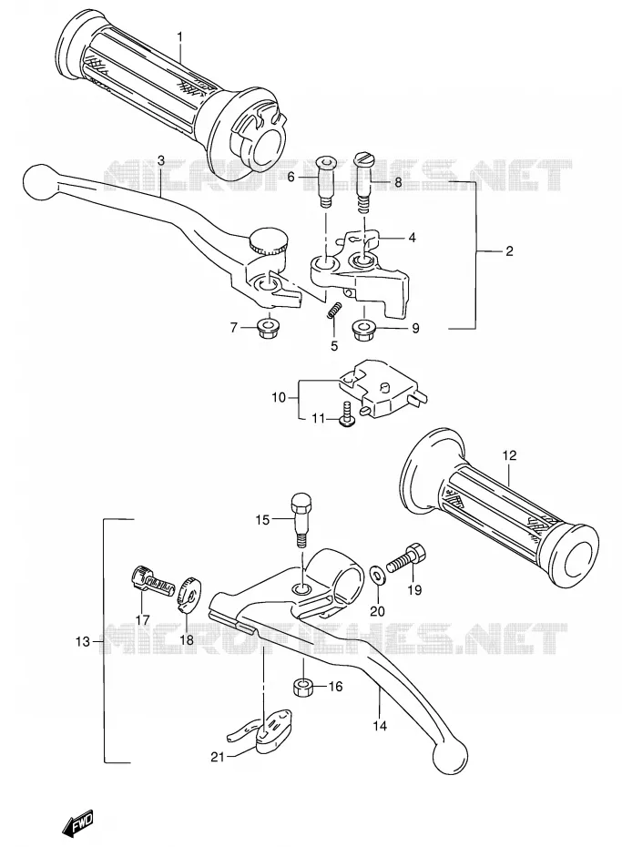 LEVERS - HANDGRIPS Suzuki MOTO 750 GSX-F 1997  GSX750FV(E4)