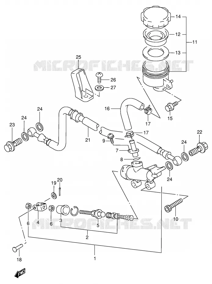REAR BRAKE MASTER CYLINDER Suzuki MOTO 600 GSX-F 2003  GSX600FK3(E2)