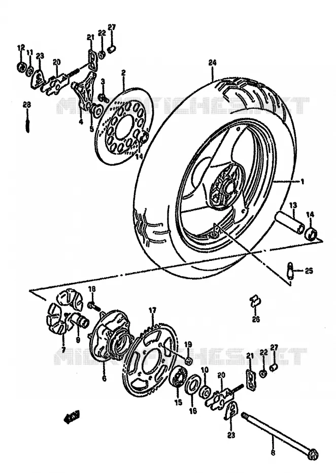 REAR WHEEL Suzuki MOTO 750 GSX-F 1991  GSX750FM(K-T)