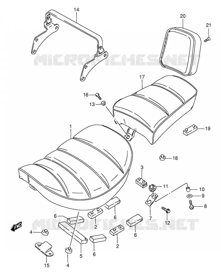 SEAT (MODEL T/V/W/X/Y/K1) Suzuki MOTO 650 SAVAGE 1998  LS650PW(E2)