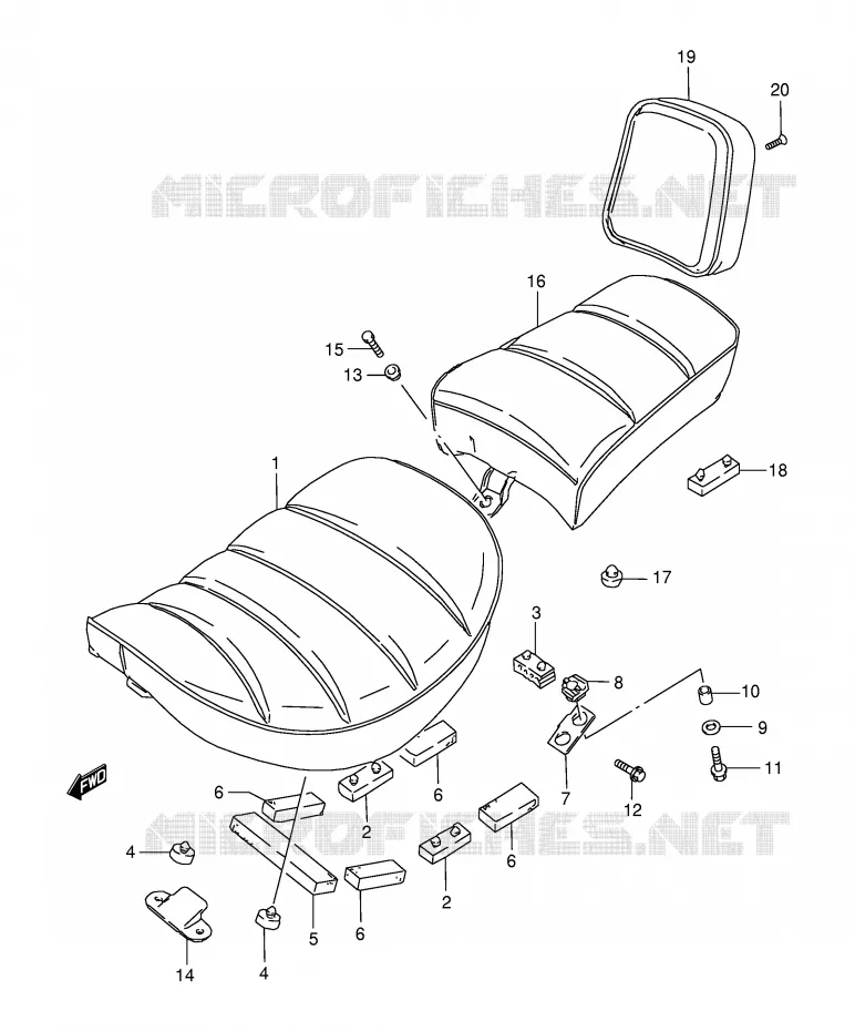 SEAT (MODEL T/V/W/X/Y/K1) Suzuki MOTO 650 SAVAGE 2000  LS650PY(E3/E28)