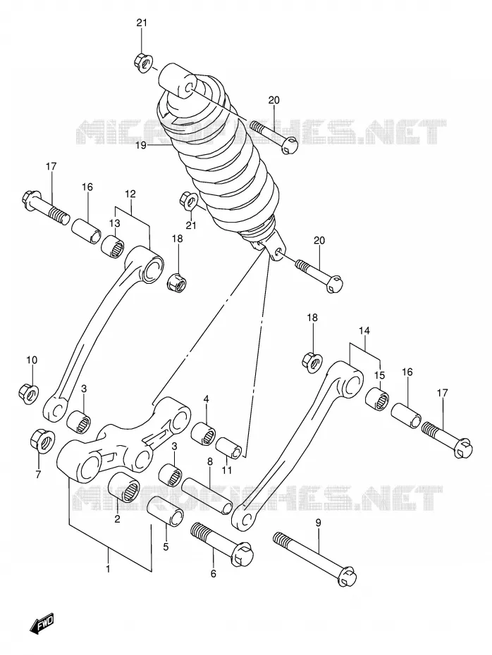 SHOCK ABSORBER LINKAGE (MODEL J) Suzuki MOTO 600 GSX-F 1993  GSX600FUP(E2)