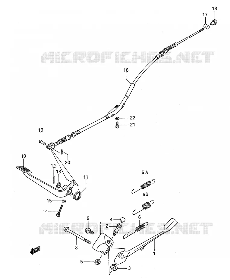 SIDE STAND - REAR BRAKE PEDAL Suzuki MOTO 650 BOULEVARD 1988  LS650FPJ(E28)
